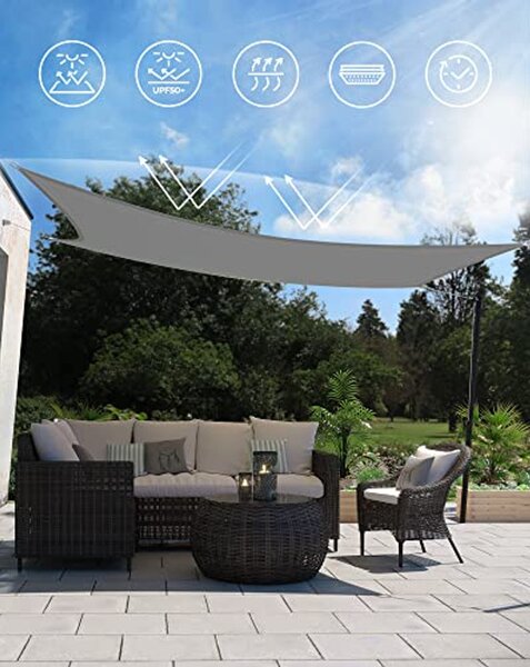 SONGMICS napvitorla 2x3 m füstszürke
