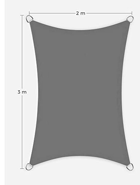 SONGMICS napvitorla 2x3 m füstszürke