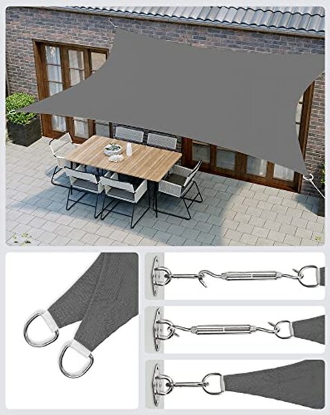 SONGMICS napvitorla 2x3 m füstszürke