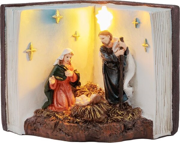 MagicHome karácsonyi dekoráció, Betlehem könyvben, melegfehér LED, 13,5 x 8 x 9,5 cm