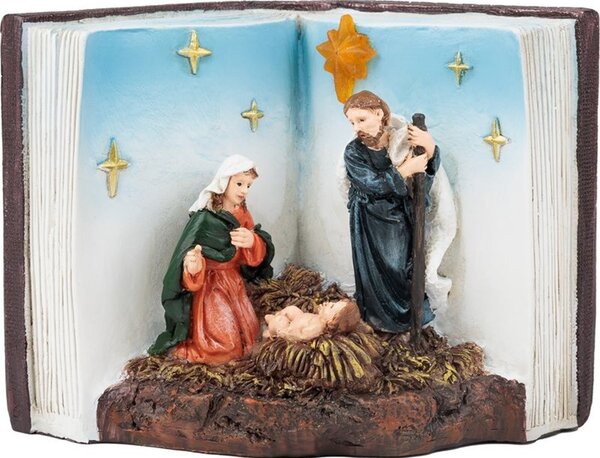 MagicHome karácsonyi dekoráció, Betlehem könyvben, melegfehér LED, 13,5 x 8 x 9,5 cm
