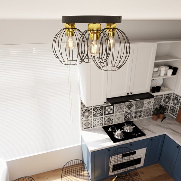 Emibig modern mennyezeti lámpa nest fekete arany emi1370/3prem