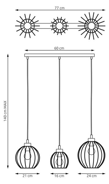 Emibig modern függeszték nando fekete arany emi1368/3