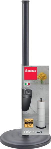 Matt fekete acél WC-papír tartó állvány Lava – Metaltex