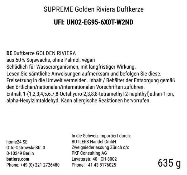 SUPREME szójaviasz illatgyertya Golden Riviera 635 g