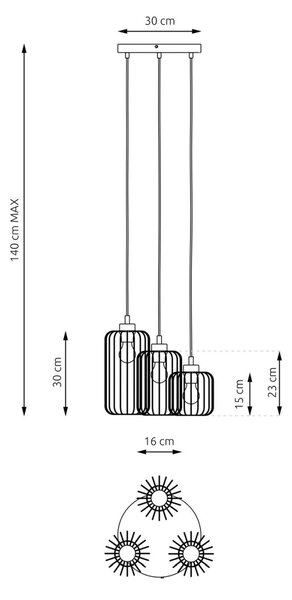 Emibig modern függeszték vander fekete arany emi1364/3prem