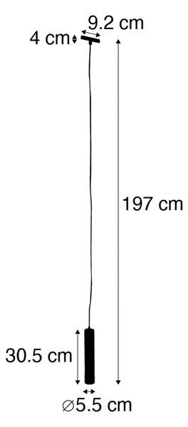 Design függőlámpa fehér, sínadapterrel, 1 fázisú - Slimline Tuba Small