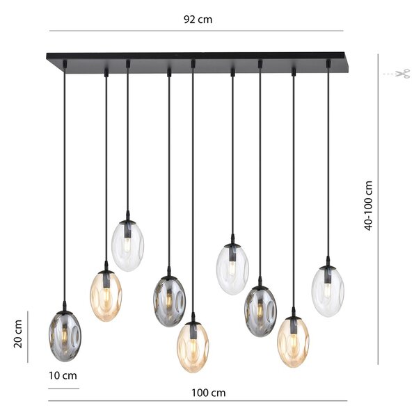 Emibig modern függeszték astral fekete grafit mézédes átlátszó emi1268/9m1