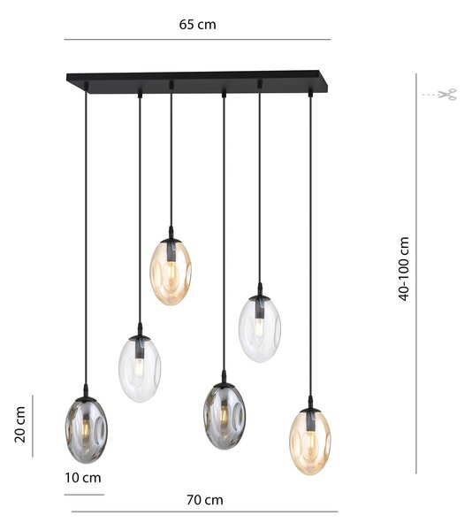 Emibig modern függeszték astral fekete grafit mézédes átlátszó emi1268/6m1
