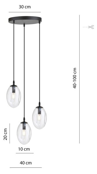 Emibig modern függeszték astral fekete átlátszó emi1265/3prem