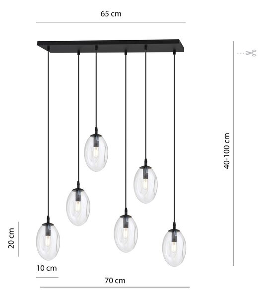 Emibig modern függeszték astral fekete átlátszó emi1265/6