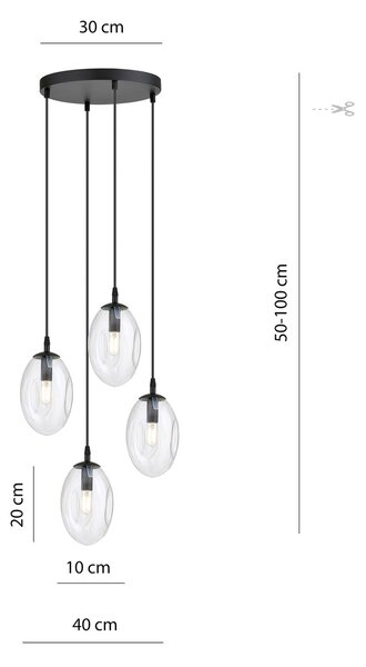 Emibig modern függeszték astral fekete átlátszó emi1265/4prem