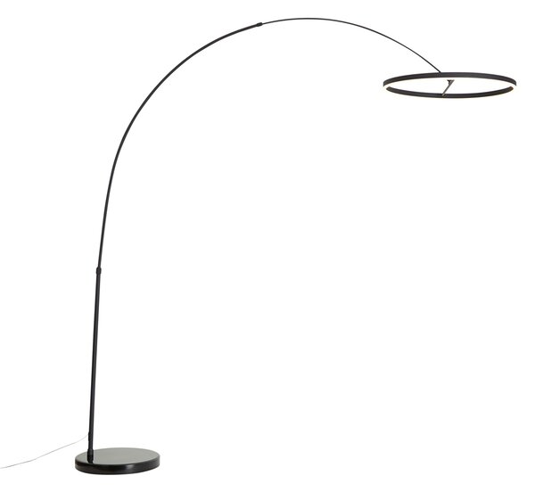 Design íves állólámpa fekete, LED-del, 3 lépésben dimmelhető - Anello