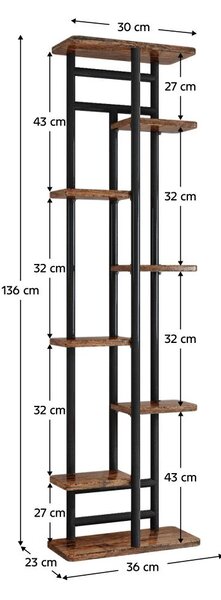 Virágtartó állvány Laban 4 (sötét fa + fekete)