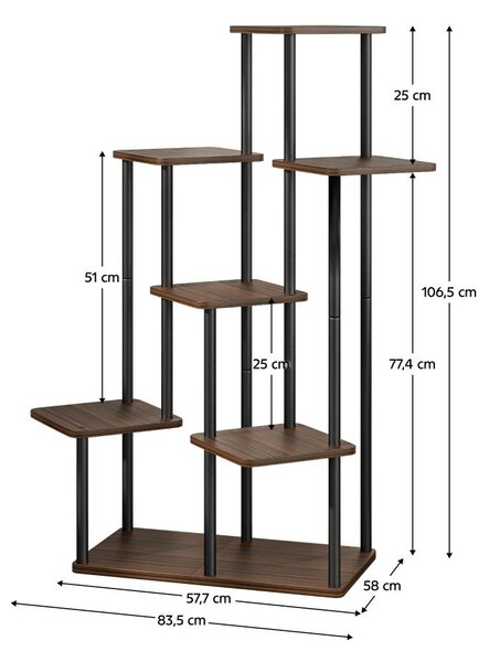Virágtartó állvány Anita (sötét fa + fekete)
