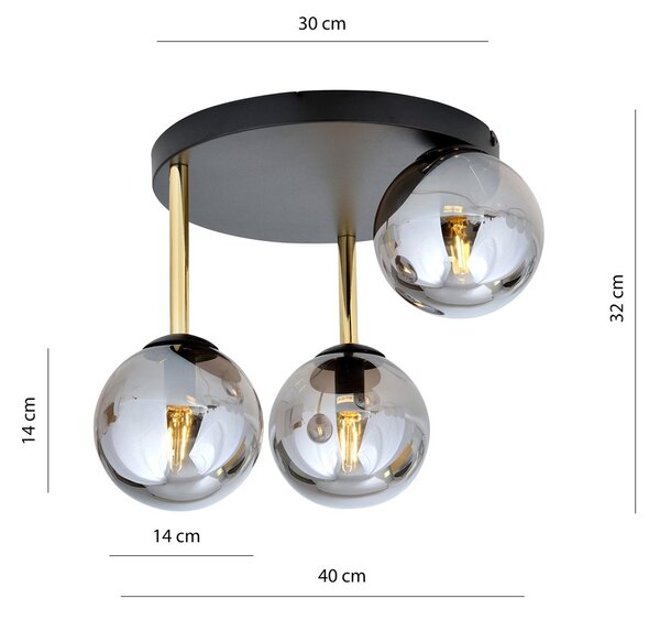 Emibig modern mennyezeti lámpa dolce fekete grafit arany emi1259/3