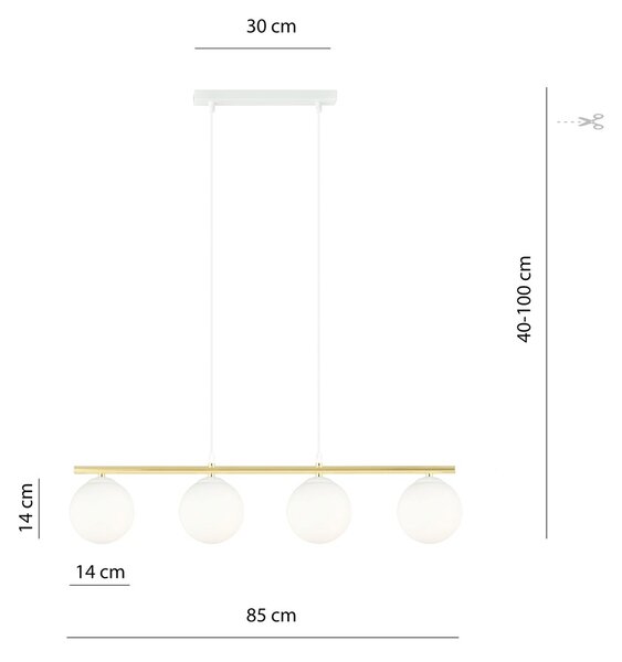 Emibig modern függeszték allora fehér arany emi1255/4