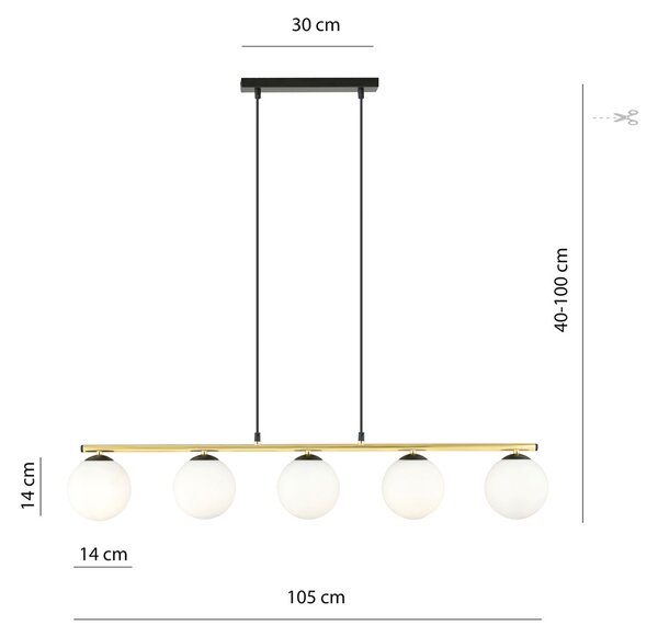 Emibig modern függeszték allora fehér fekete arany emi1254/5