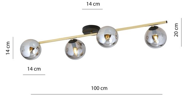 Emibig modern mennyezeti lámpa splendi fekete grafit arany emi1246/4