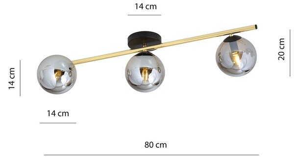 Emibig modern mennyezeti lámpa splendi fekete grafit arany emi1246/3