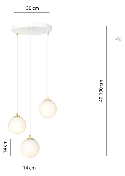 Emibig modern függeszték royal fehér arany emi1244/3
