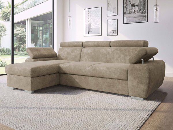 Sarokkanapé Columbus 252, Kárpit, 85x255x170cm, Fenyő