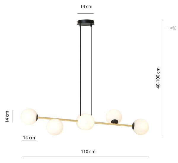 Emibig modern függeszték gravity fehér fekete arany emi1241/6