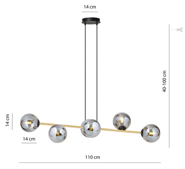 Emibig modern függeszték gravity fekete grafit arany emi1237/6