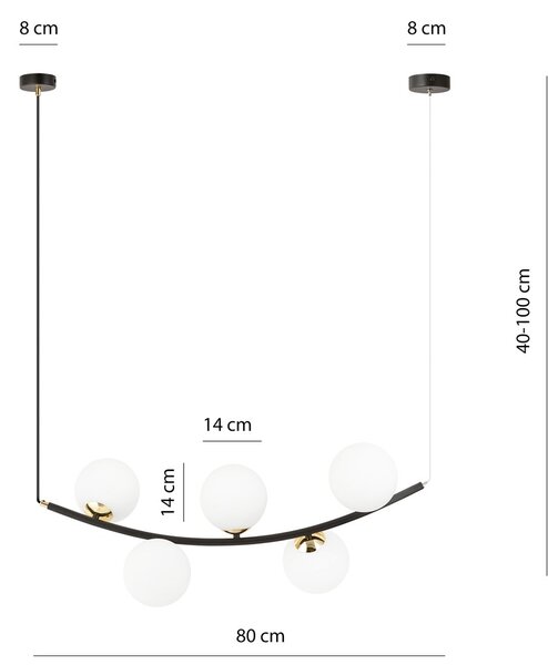 Emibig modern függeszték ritz fehér fekete arany emi1298/5