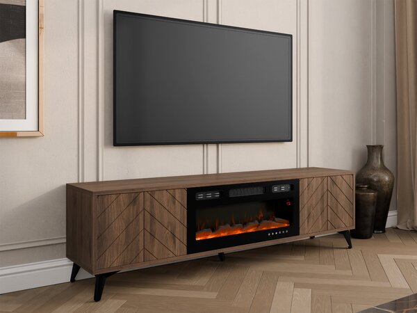 TV-állvány Comfivo Citrus II, Edzett üveg, Közepes sűrűségű farostlemez, Laminált forgácslap, 53x184x40cm, Dió