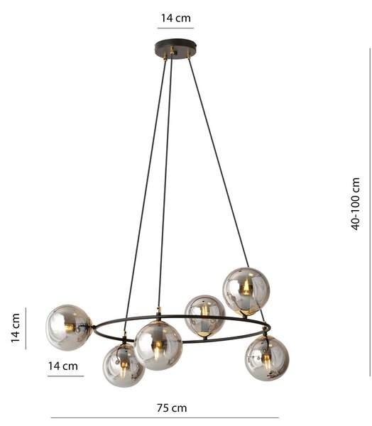 Emibig modern függeszték azura fekete grafit arany emi1294/6