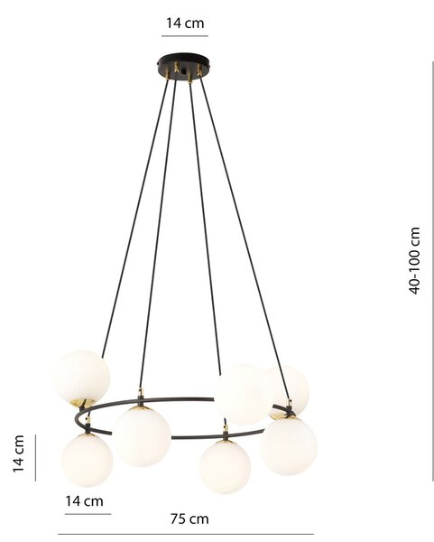 Emibig modern függeszték azura fehér fekete arany emi1295/8