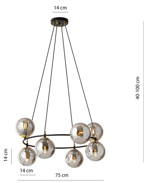 Emibig modern függeszték azura fekete grafit arany emi1294/8
