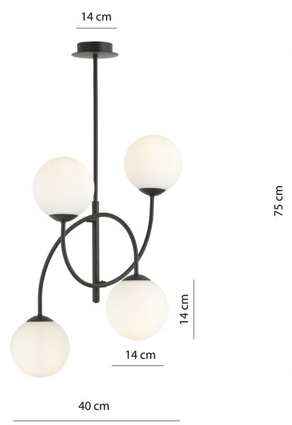 Emibig modern mennyezeti lámpa archi fehér fekete emi1288/4b