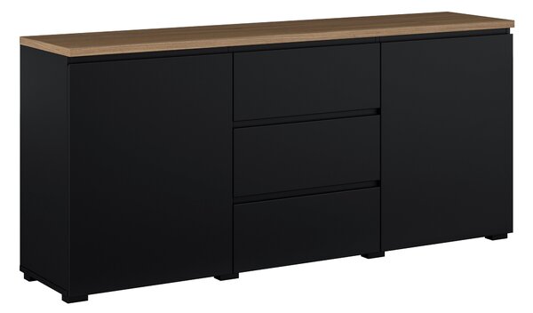Komód Baletu 106, Laminált forgácslap, 68x150x35cm, Fekete, Tölgy