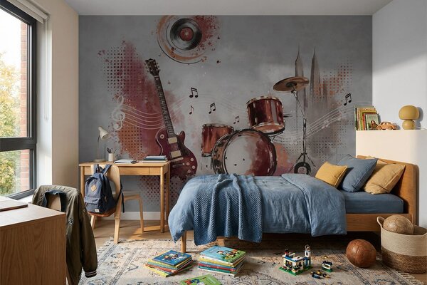 Fotótapéta Hangszerek meleg bordó árnyalatokban, Fotótapéta egyedi, w05546v1 : Uwalls.hu