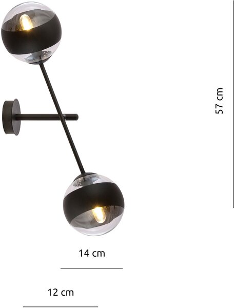 Emibig modern fali lámpa linear fekete átlátszó emi1168/k2
