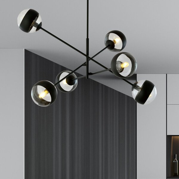 Emibig modern függeszték linear fekete átlátszó emi1168/6