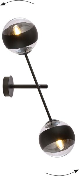 Emibig modern fali lámpa linear fekete átlátszó emi1168/k2