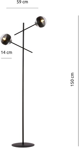 Emibig modern állólámpa linear fekete átlátszó emi1168/lp2