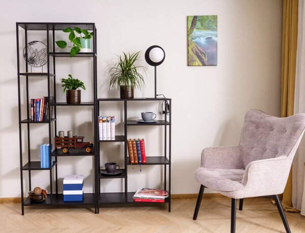 Costa Modern Geometrikus Fekete Fém Könyvespolc