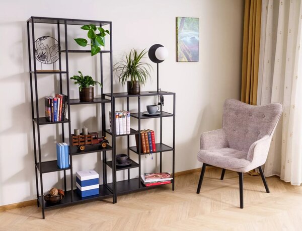 Costa Modern Geometrikus Fekete Fém Könyvespolc
