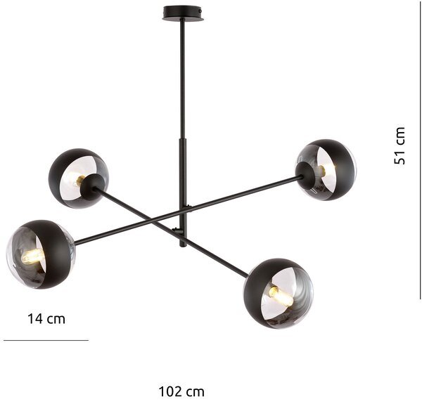 Emibig modern függeszték linear fekete átlátszó emi1168/4