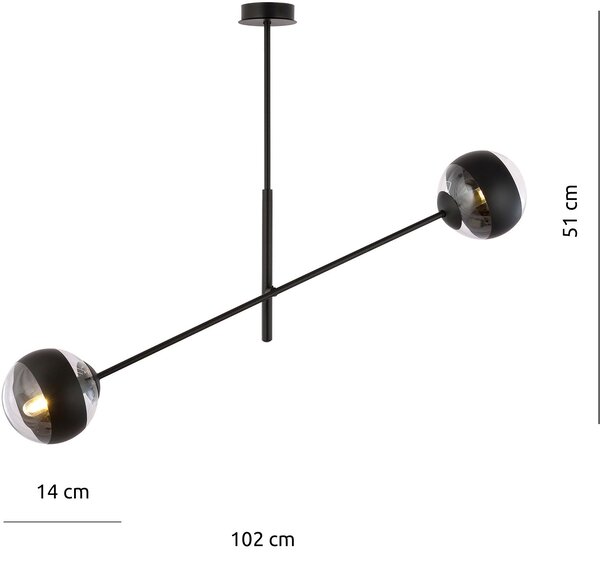Emibig modern függeszték linear fekete átlátszó emi1168/2