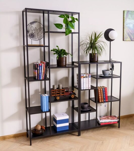 Costa Modern Geometrikus Fekete Fém Könyvespolc