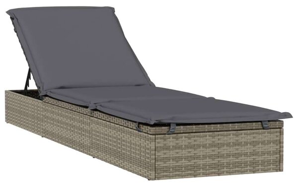 Polyrattan Napozóágy - Szürke - 201x55x62 cm