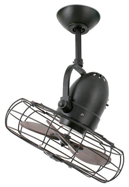 FARO BARCELONA Keiki ventilátor, falra és mennyezetre szerelhető, Ø 43 cm, váltakozó áramú,, Fekete, Nappali / Étkező, fém, Vintage