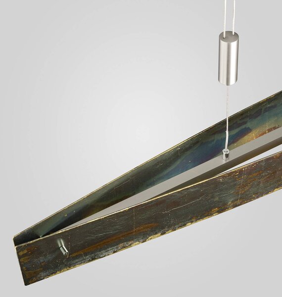 Quitani LED-es függőlámpa Malu, arany oxidált, hossza 100 cm, dimmelhető, Sárgaréz / arany, Nappali / Étkező, Alumínium, Modern