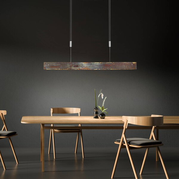 Quitani LED-es függőlámpa Malu, arany oxidált, hossza 100 cm, dimmelhető, Sárgaréz / arany, Nappali / Étkező, Alumínium, Modern