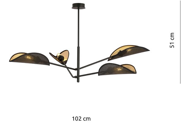 Emibig modern mennyezeti lámpa vene fekete arany emi1158/4